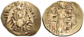 Andronicus II Palaeologus, with Michael IX, 1282-1328. Hyperpyron (Gold, 25 mm, 4.00 g, 6 h), Class II, Constantinople, 1294-1303. [MP - ΘV] / P Half-...
