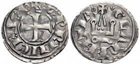 CRUSADERS. Principality of Achaea. Guillaume II de Villehardouin, 1246-1278. Denier Tournois (Billon, 19 mm, 0.93 g, 5 h), Glarenza (modern Kyllini in...