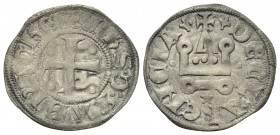 CRUSADERS. Principality of Achaea. Philip of Savoy, 1301-1307. Denier Tournois (Billon, 19 mm, 0.70 g, 9 h), Glarenza (modern Kyllini in Elis). +Ph'S•...