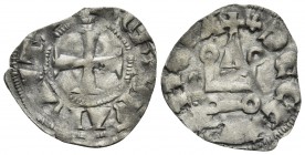 CRUSADERS. Principality of Achaea. Mahaut de Hainaut, 1316-1321. Denier Tournois (Billon, 20 mm, 0.85 g, 10 h), Glarenza (modern Kyllini in Elis). +mA...