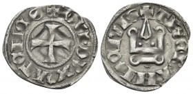 CRUSADERS. Duchy of Athens. Guy II de la Roche, 1287-1308. Denier Tournois (Billon, 20 mm, 0.79 g, 8 h). +:GVI• DVX✿ ATENES around cross pattée. Rev. ...