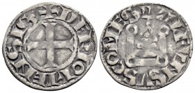 FRANCE, Provincial. Riom. Alphonse de Poitiers, 1249-1271. Denier Tournois (Billon, 19 mm, 0.88 g, 8 h). + DE RIOMENSIS around cross pattée. Rev. +ALF...