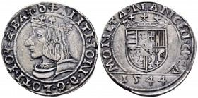 FRANCE, Provincial. Lorraine (duché). Antoine le Bon (the Good), 1508-1544. Teston (Silver, 30 mm, 9.24 g, 7 h), Nancy mint, dated 1544. + ANTHON · D ...