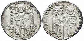 ITALY. Venice. Francesco Dandolo, 1328-1339. Grosso (Silver, 21 mm, 2.14 g, 5 h), 52nd Doge. IC - XC Christ Pantokrator seated facing on throne; annul...