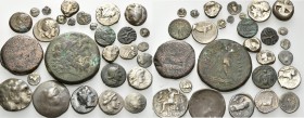 GREEK & CELTIC. Circa 5th century BC and later. (215.00 g). A Lot of Twenty-eight Silver and Bronze coins, mainly Celtic and Greek, from the old stock...