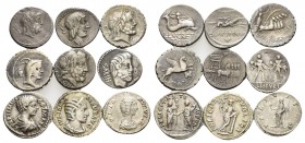 ROMAN REPUBLICAN & IMPERIAL. Circa 2nd century BC - 3rd century AD. (Silver, 32.00 g). A lot of Nine Silver Denarii. All finely toned. Ideal for a new...