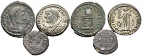 LATE ROMAN & BYZANTINE. Circa 4th-6th century AD. (Billon, 8.82 g). A Lot containing Three coins, containing two Folles of Constantine I and a silver ...