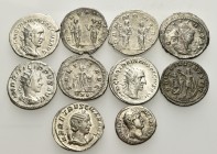 ROMAN IMPERIAL. Circa 2nd - 3rd Century AD. (Silver, 41.00 g). Lot of Ten Silver Coins, including a denarius of Hadrian and four Antoniniani of Trajan...
