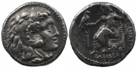 MACEDONIAN KINGDOM. Alexander III the Great (336-323 BC). AR tetradrachm Arados
 Head of Heracles right wearing lionskin
Rev: Zeus enthroned, holding ...