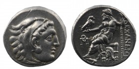 Kingdom of Macedon, Alexander III 'the Great' AR Drachm. Uncertain mint in Asia Minor, circa 323-317 BC. 
Head of Herakles right, wearing lion's skin....