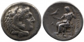 Alexander III Kings of Macedonia, Fourrée Tetradrachm Perga 221-220 BC. 
Head of Herakles right, wearing lionskin headdress 
Rev: AΛEΞANΔΡOY, Zeus sea...