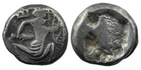 PERSIA, Achaemenid Empire. temp. Artaxerxes II to Artaxerxes III. Circa 375-340 BC. AR
Siglos. Sardes Mint.
Persian king or hero, wearing kidaris and ...