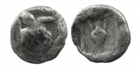 Asia Minor, Uncertain (perhaps Neandria in Troas?), c. 450 BC. AR Hemiobol 
Corinthian helmet left.
Rev: Amphora within square incuse. 
Klein -; Rosen...