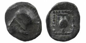 Asia Minor, Uncertain (perhaps Neandria in Troas?), c. 450 BC. AR Hemiobol 
Corinthian helmet left.
Rev: Amphora within square incuse. 
SNG Kayhan 113...