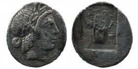 Lycia, Lycian League. Masicytes. ca. 27-20 B.C. AR hemidrachm 
laureate head of Apollo right
Rev: lyre, tripod below right; within incuse square. 
Tro...