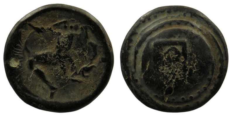 PAMPHYLIA, Aspendos. Late 4th-3rd century BC. AE 
Obv: Shield with monogram 
Rev...