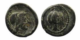 PAMPHYLIA. Side. circa 200-27 BC. AE
Helmeted head of Athena right 
Rev: Pomegranate
SNG BnF 770; SNG Copenhagen 381-3
1,62 gr. 13 mm
