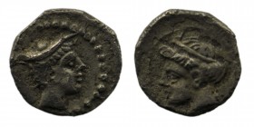 CILICIA Uncertain. Hemiobol 4th century BC. AR
Obv: Head of Hermes right
Rev: Head of Aphrodite left.
Ziegler -; Göktürk -; cf. SNG BN 14-5; SNG Levan...