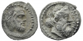 CILICIA. Nagidos. Obol (Circa 400-380 BC).
Obv: Head of Pan right.
Rev: ΝΑΓΙ.
Head of Dionysos right.
Göktürk 4; SNG BN 16-8; SNG Levante 4.
 0,70 gr....