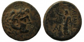 CILICIA. Alexandria ad Issum, c. 1st century BC. AE
Head of Herakles right, wearing lion skin
Rev: ΑΛƐΞΑΝΔΡƐΩΝ AP; Zeus standing left, holding wreath;...