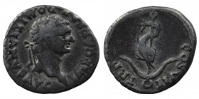 Domitian AD 81-96. Rome. Denarius AR
IMP CAESAR DOMITIA[NVS] AVG, laureate head right
Rev: TR P COS VII, dolphin coiled around anchor.
RIC 2
3,21 gr. ...