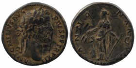 Antoninus Pius (138-161). AE Sestertius Rome, 147-8. 
Obv: Laureate head riht 
Rev: Annona standing left holding grain ears and anchor.
 RIC III 841
2...