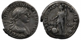 Trajan (98-117). AR Denarius Rome, 116-7.
Obv: Laureate and draped bust right 
Rev: Providentia standing facing, head left, holding outstretched hand ...