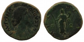 FAUSTINA II (Augusta, 147-176 ). Sestertius. Rome. AE
Draped bust right.
Rev: Hilaritas standing left with cornucopia and palm branch.
RIC 1642
 25,26...