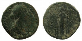 Faustina II (Augusta, AD 147-175/6). AE Sestertius. Rome, AD 161-175.
Obv: FAVSTINA AVGVSTA legend with draped bust right.
Rev: TEMPOR FELIC legend ...