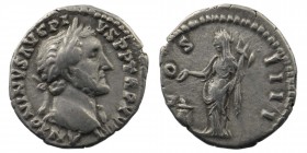 Antoninus Pius AR Denarius. Rome, AD 148-149. 
Obv: ANTONINVS AVG PIVS P P TR P XII, laureate head right.
Rev: COS IIII, Salus standing facing, head l...