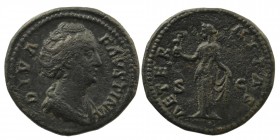 Diva Faustina Maior (Antoninus Pius, 138-161), Dupondius or AS Rome, post AD 141; AE. 
DIVA - FAVSTINA/ draped bust right, hair coiled on top of head
...