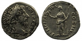 Marcus Aurelius AR Denarius. Rome, AD 168-169. 
Obv: M ANTONINVS AVG TR P XXIII, laureate head right.
Rev: FELICITAS AVG COS III, Felicitas standing l...