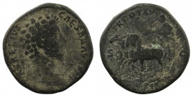 Marcus Aurelius. 161-180 AD. Rome.Sestertius.AE 
AVRELIVS CAESAR AVG P II F; Bust of Marcus Aurelius, bare-headed, draped, curiassed, right
Rev: TR PO...