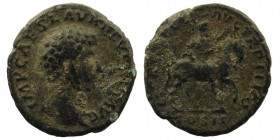 Marcus Aurelius.161-180 AD.Rome.As. AE 
IMP CAES L AVREL VERVS AVG; Head of Lucius Verus, bare, right
Rev: PROFECTIO AVG TR P III COS II S C; Lucius V...