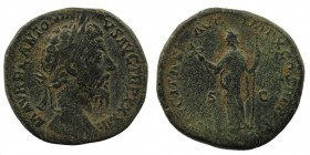Marcus Aurelius (161-180), Sestertius, Rome. AE
laureate head right
Rev: Felicitas standing l., holding caduceus and sceptre.
RIC 1237; C 18
25,66 gr....