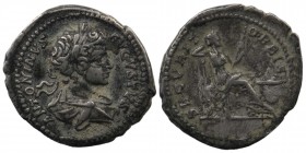 Caracalla 198-199 AD. AR Denarius Rome
Struck AD 199-201. 
Obv: Laureate and draped bust righ.
Rev: Securitas seated right on throne, propping head on...