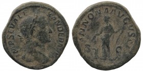 Severus Alexander. A.D. 222-235. AE Sestertius. Rome, A.D. 226
laureate and draped bust right
Rev: Anonna standing left, holding grain ears over modiu...