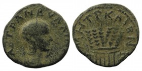 CAPPADOCIA, Caesaraea. Tranquillina. 241-244 AD.AE 
CAB TPANKVΛΛINA AV; Draped bust right, wearing stephane and set upon crescent
Rev: MHTP KAIC B NЄ ...