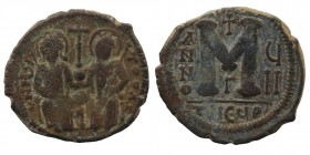 Justin II and Sophia AD 565-578. Theoupolis (Antioch) AE Follis
13,78 gr. 32 mm
