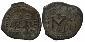 REVOLT OF THE HERACLII (608 - 620). Ae Follis. Alexandretta (?).
Obv: DmN ERACLIO CONSULII.
Crowned and draped facing busts of Heraclius and Heraclius...