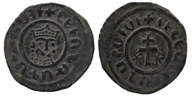 Cilician Armenia, Levon I (1198-1219). AE Tank 
Crowned leonine head facing slightly r.
Rev: Patriarchal cross; five-pointed star to l. and r. 
Cf. CC...