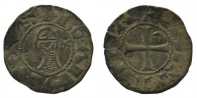 Bohemond III AR Denier Angtioch 1163-1188 AD
helmeted and mailed head left; crescent before,
Rev: star behind cross pattée; crescent in second quarter...