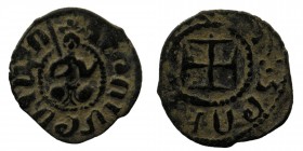 ARMENIA. HETOUM II., 1289-1296/1301-1305. Kardez. AE
Obv: The king seated with crossed legs holding scepter and globe. Rev: Cross with no pellets. 
Be...