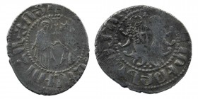 ARMENIA, Cilician Armenia. Royal. Levon I. 1198-1219. AR Tram
Coronation issue.
Obv: The Virgin, nimbate and orans, standing facing, receiving Levon k...