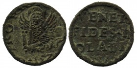 CYPRUS. Venetian Rule. 1489-1571. AE Bezant Famagusta mint. Dated 1570. 
Lion of St. Mark left / VEN[E]TORV/ FIDES INVI/ OLA BILIS/ BISANTE/ 
Paolucci...