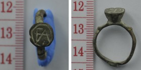 Ancients bronze ring engraved with a FA monogram