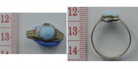 Silver plated Ancients bronze ring with stone