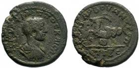 Philip II, as Caesar, Æ26 of Anazarbus, Cilicia. Dated CY 263 = AD 244/5. Bare-headed, draped and cuirassed bust right, seen from behind / ANAZAPBOV M...