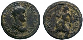PISIDIA. Antioch.Volusian . AD 251-253.AE Bronze.IMPC VIMP GALVSSIANO AVG, radiate, draped and cuirassed bust right / ANTIOCHI OCLA, Emperor in milita...