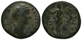 Diva Faustina I (+141 AD). AE Sestertius 
Condition: Very Fine

Weight: 10.80 gr 
Diameter: 25 mm